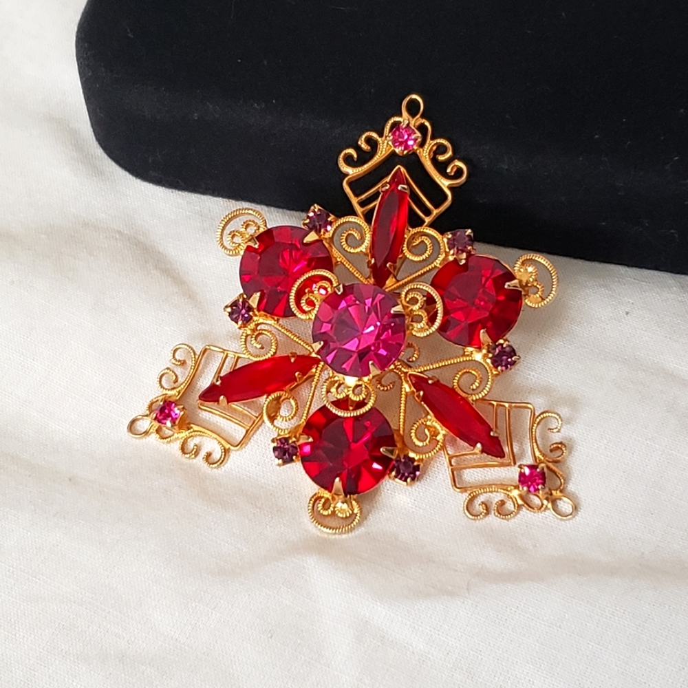 Ruby Red and Pink stoned pin